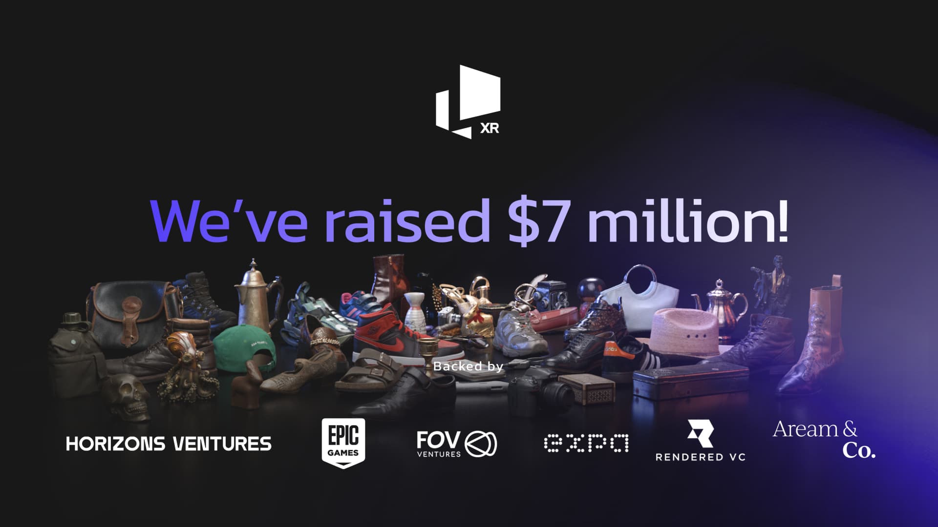 showcase of 3d assets on purple gradient